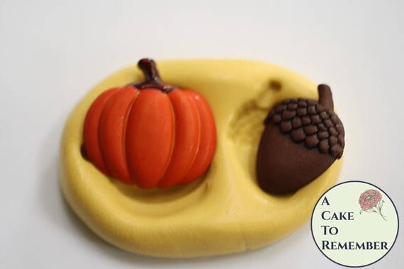 Pumpkin and acorn mold for cake decorations or cupcake toppers. Silicone mold for fall theme crafts, polymer clay, resin, utee pmc M5191 Il_570xn