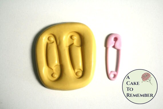 1.5" Safety pin mold for gumpaste and cake decorating or cupcake decorating. kawaii clay mold, baby shower cakes M5007 Il_570xn