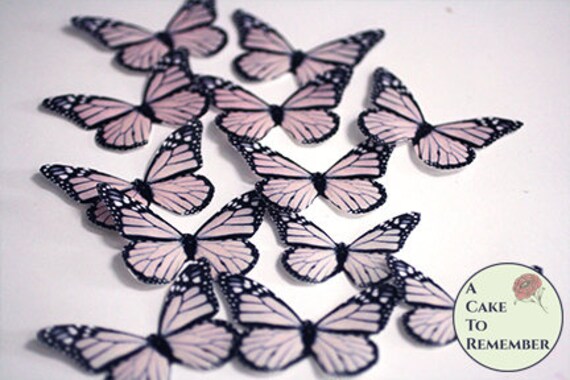 Blush pink edible butterflies, 12 wafer paper monarch butterflies for cake decorating or cupcake toppers. Butterfly wedding cake topper set Il_570xn