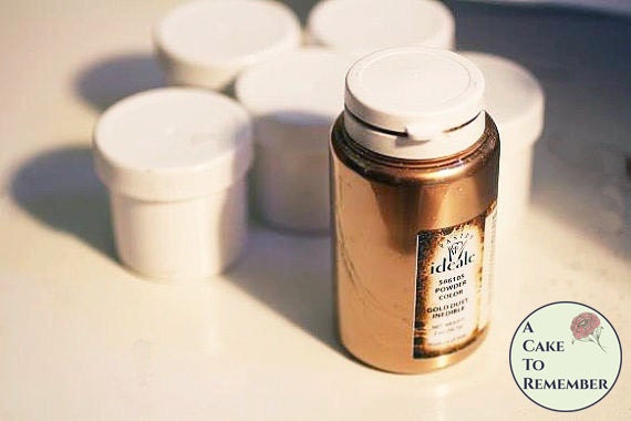 10 grams white sample container Gold luster dust- decorative use only--High gloss gold powder for gumpaste and cake decorating Il_570xn