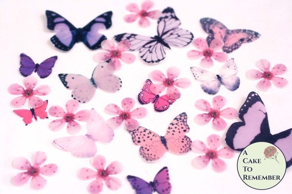 Set Of 24 Edible Flowers And Wafer Paper Edible Butterflies