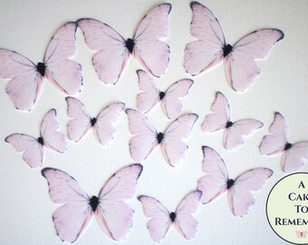 Pale pink edible butterflies, 12 wafer paper butterflies for wedding cake toppers. Cake butterflies for cake and  cupcake decorating.