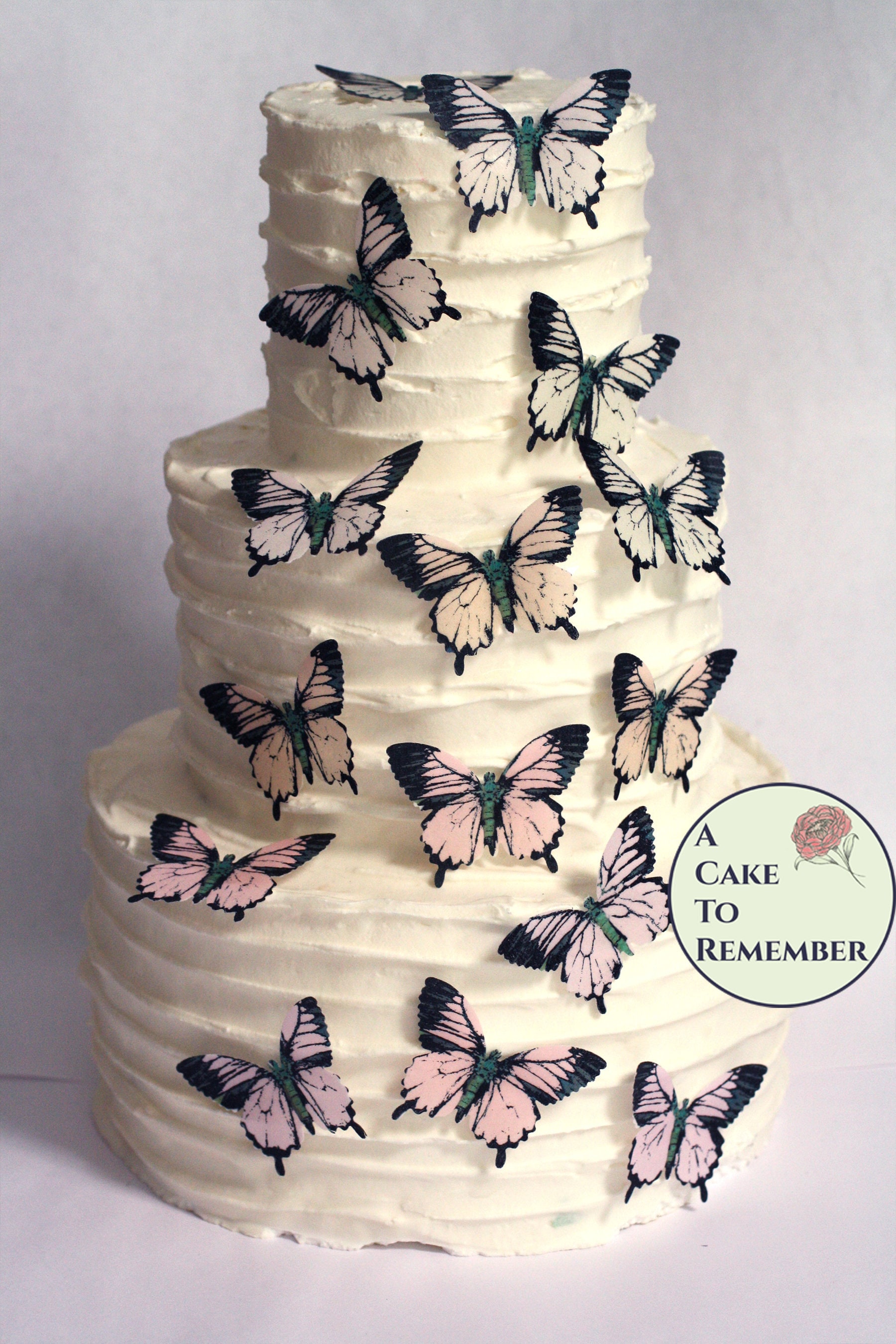 48 piezas comestibles de papel de oblea de mariposas para cupcakes,  decoración azul para tartas