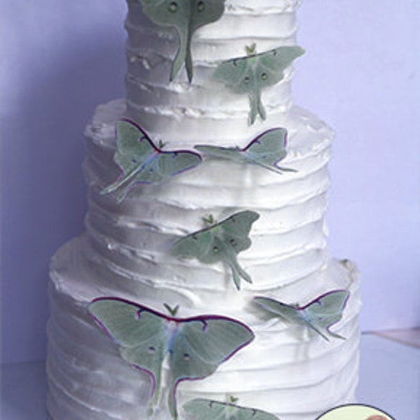 Ships fast   9 edible luna moth cake decorations for a woodland wedding cake or forest wedding cake. Edible moths for rustic cake toppers