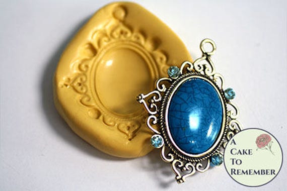 Silicone Oval Filigree Brooch Mold For Cake Decorating Or Cupcake