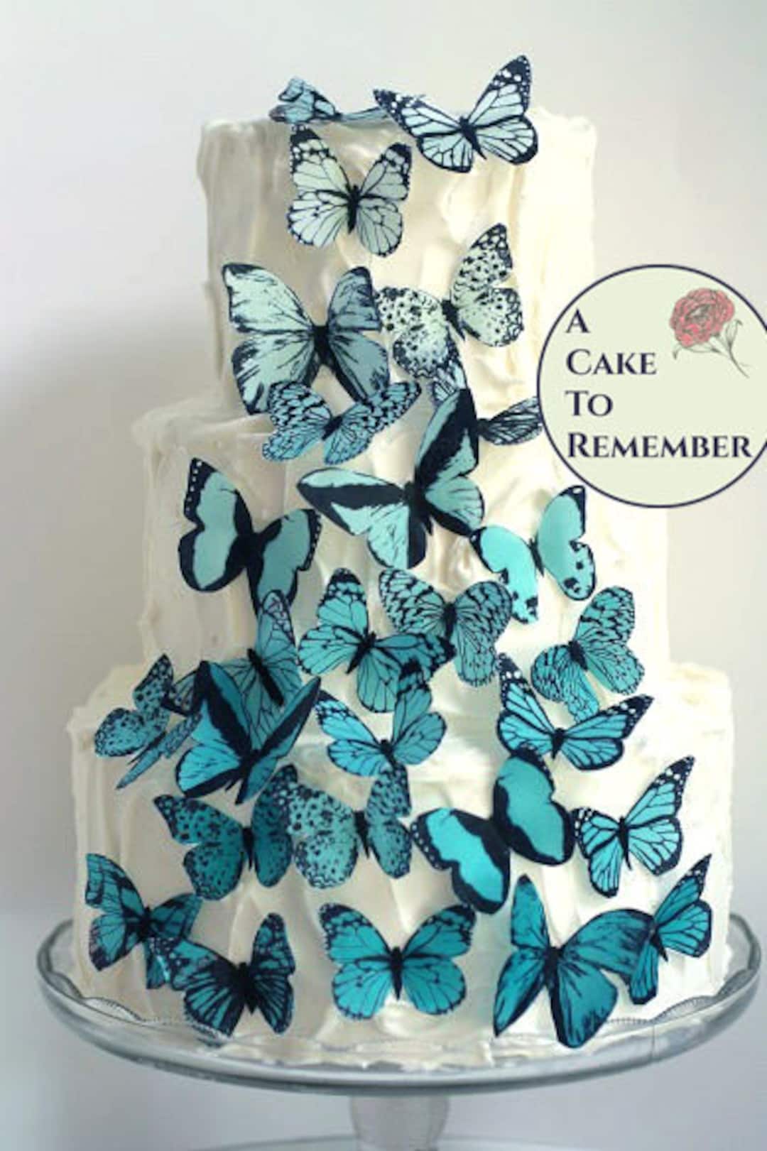 Mariposas comestibles pequeñas hechas a mano en los Estados Unidos para  tartas y cupcakes, decoración (azul)