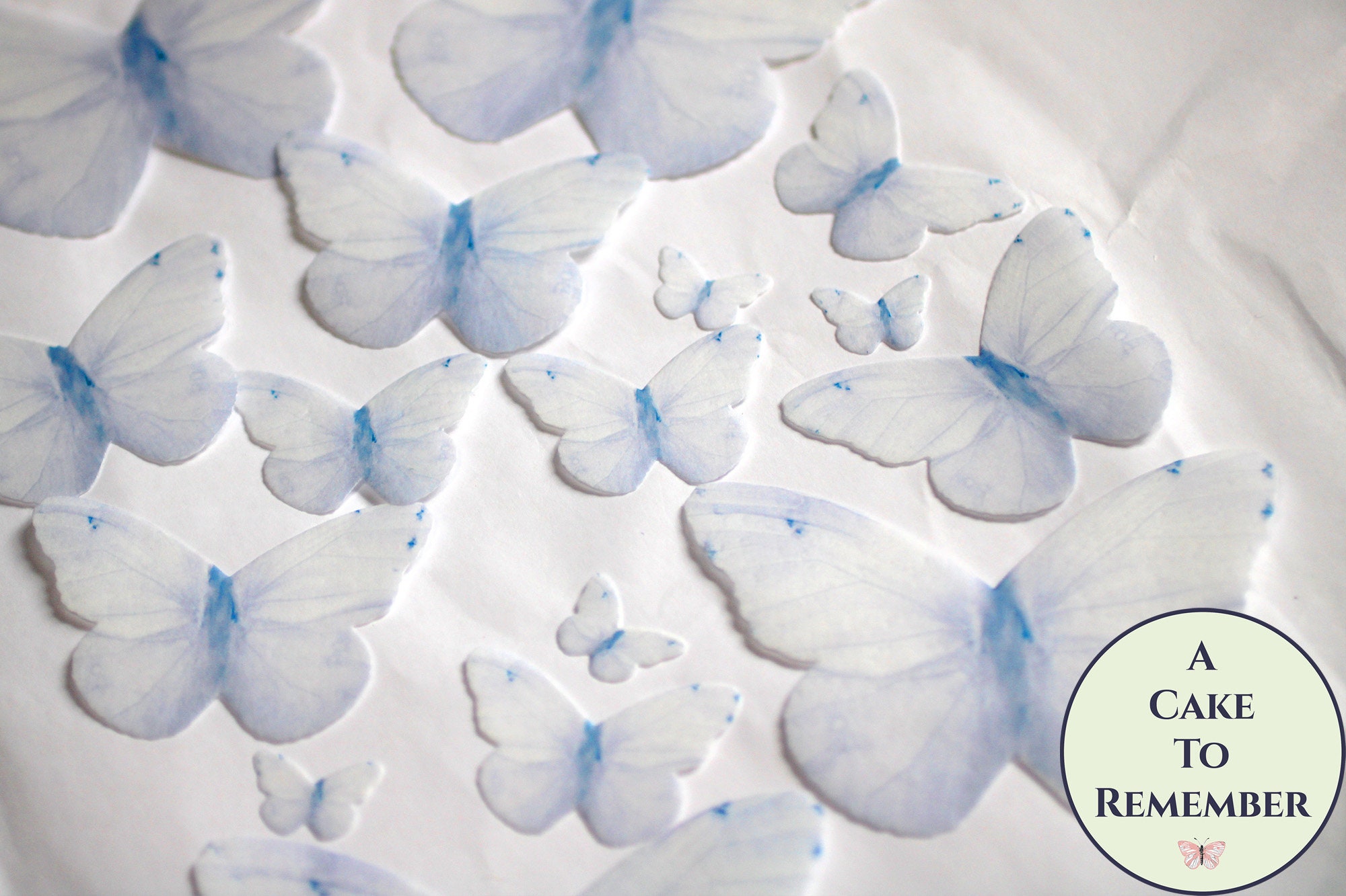 16 pale pastel blue edible butterflies wafer paper edible butterfly party decoration for cakes and cupcakes Garden wedding