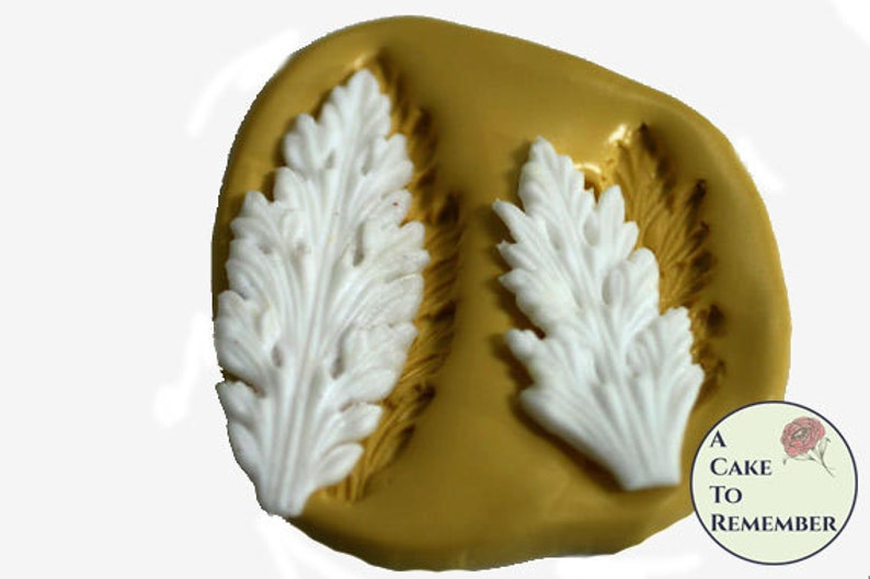 Pointed acanthus leaf mold set for cake decorating, polymer clay. Cake supplies and cake silicone molds for DIY wedding cakes. M5041