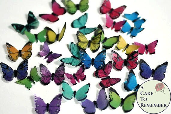 48 Small Rainbow Edible Butterflies Fairy Party Decor 1 2 3 4