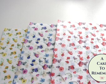 2 full sheets small watercolor flowers printed wafer paper for cake decorating or  cookies. Edible paper prints cake wraps.