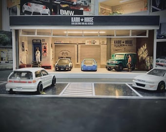 1/64 Skala Kaido Hus Parkeringsgarage Diorama | Modeller Gjuten Display med LED Hantverk