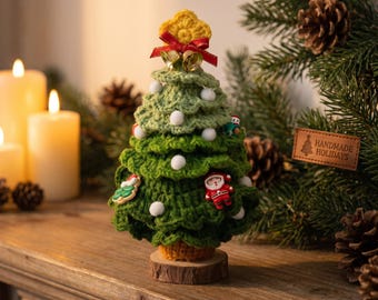 Adorno navideño de ganchillo para árbol de Navidad, adorno navideño de Papá Noel, decoración festiva hecha a mano para mesa, lindo regalo de Navidad