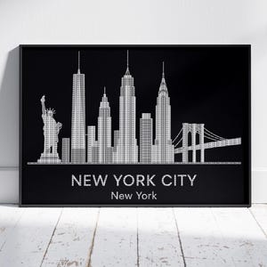 Black and White City Silhouettes - Word Art - Gift Idea - Globetrotter - Skyline