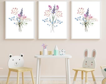 Botanical Watercolor Print Set: Minimalist Wall Art (Digital Download)