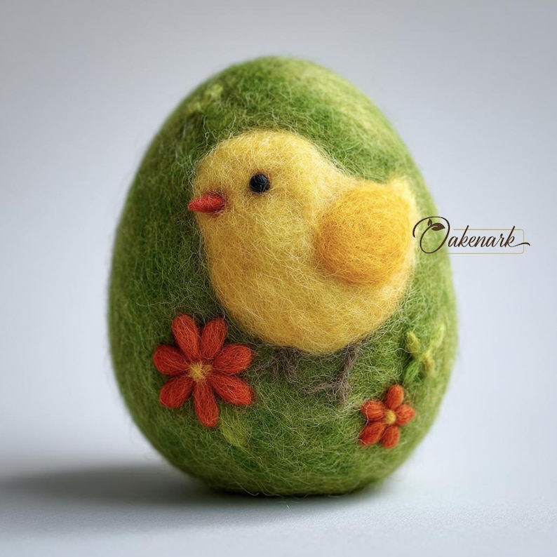 Natural Wool Needle Felted Easter Egg Ornament Animal Sculpture, 8cm ...