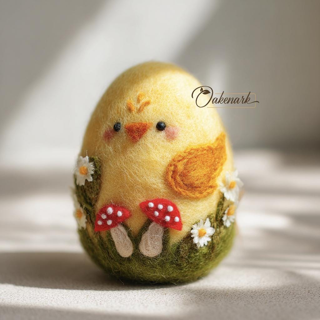 Natural Wool Needle Felted Easter Egg Ornament Animal Sculpture, 8cm ...