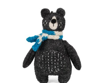 Adorno grande de fieltro con forma de oso para bolso, adorno de lana hecho a mano, decoración navideña