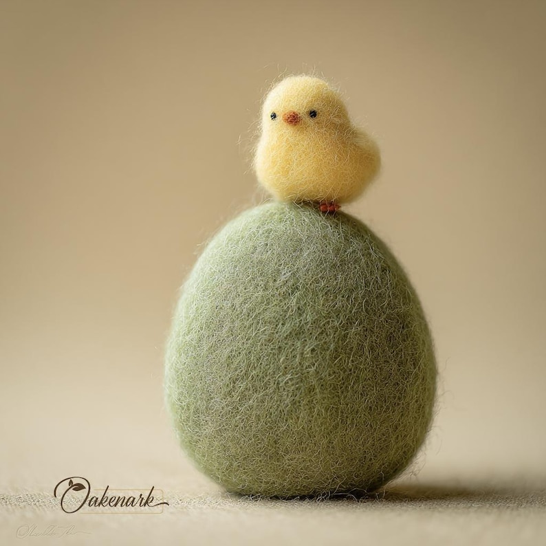 Natural Wool Needle Felted Easter Egg Ornament Animal Sculpture, 8cm ...