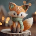 Needle Felted Fox Figurine, Wool Animal Statue, Woodland Nursery Decor