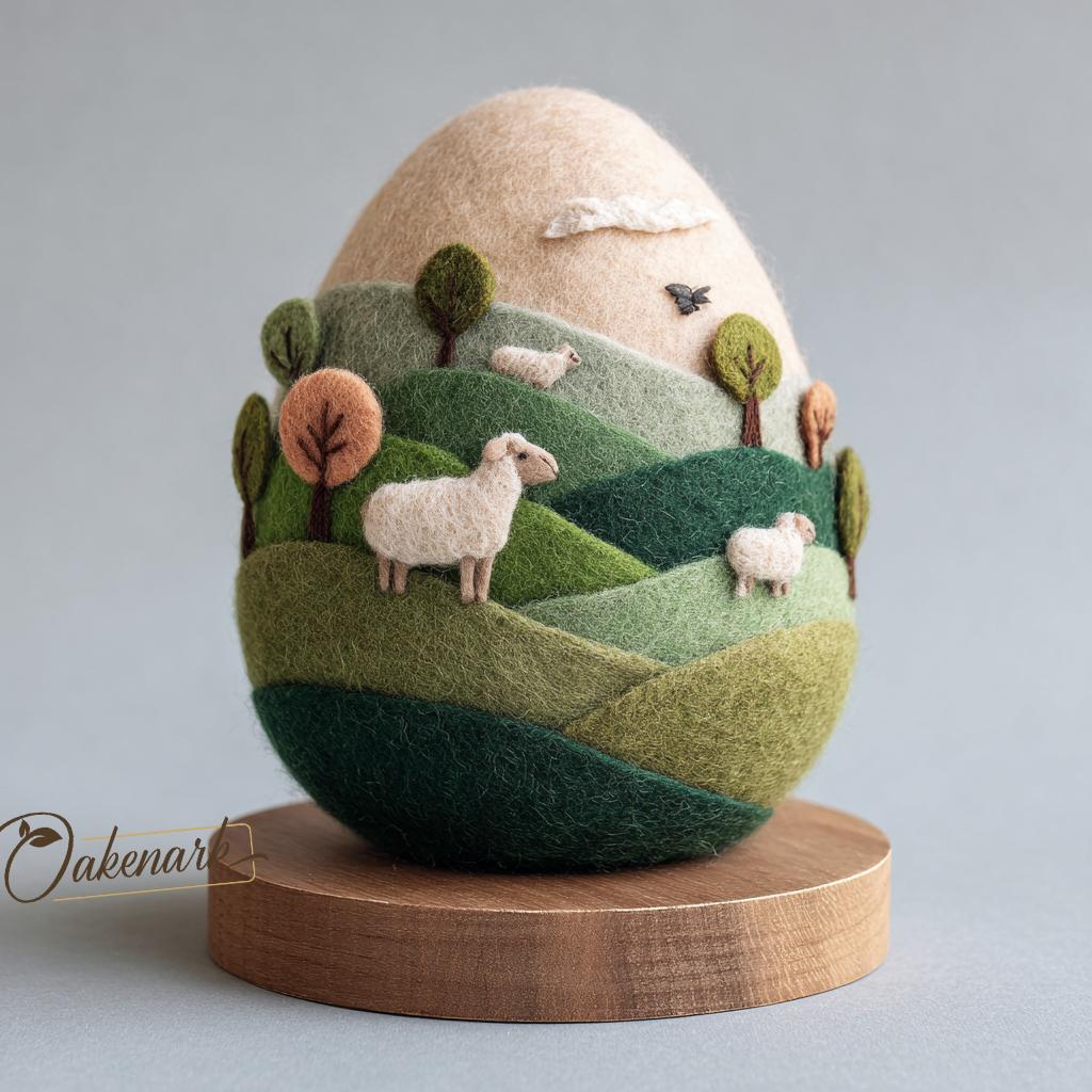 Natural Wool Needle Felted Easter Egg Ornament Animal Sculpture, 8cm ...