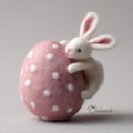 Natural Wool Needle Felted Easter Egg Ornament Animal Sculpture, 8cm Height