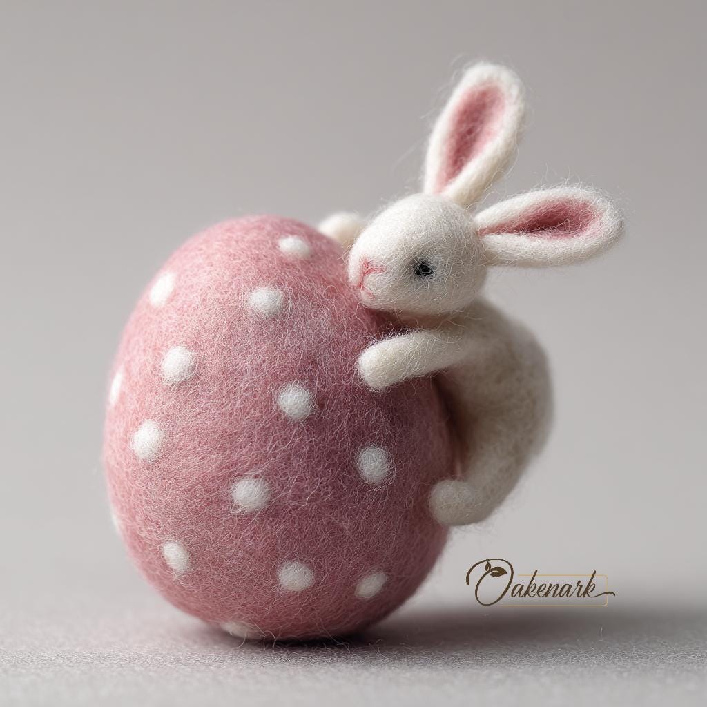 Natural Wool Needle Felted Easter Egg Ornament Animal Sculpture, 8cm ...