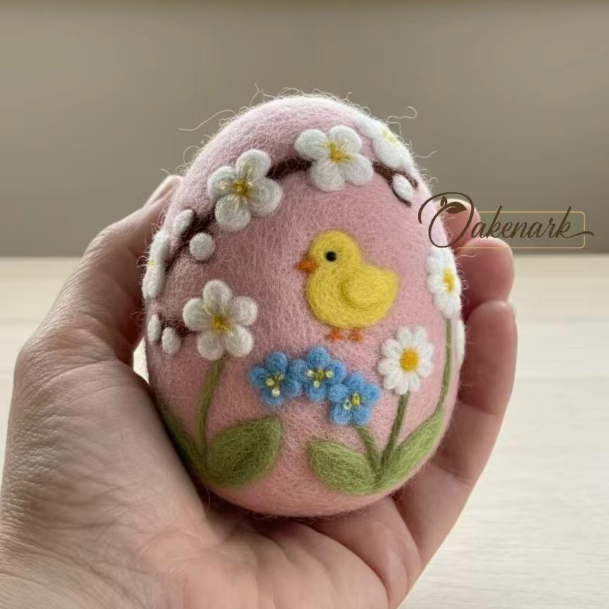 Natural Wool Needle Felted Easter Egg Ornament Animal Sculpture, 8cm ...