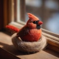 Felt Bird Figurine, Wool Animal Ornament, Handmade Bird Decor, Cottagecore Gift
