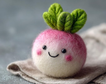 Figuras de frutas y verduras de fieltro con aguja, arte de lana para jardín, esculturas caprichosas para decorar la cocina.