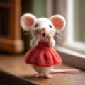 Needle Felted Mouse Christmas Ornament, Wool Figurine