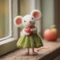 Needle Felted Mouse Christmas Ornament, Wool Figurine