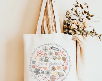 Personalized Teacher Tote Bag - Teacher Appreciation Gift - Thankful Teacher Gift - Christmas Teacher Gift - Canvas Tote for Teacher