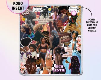 Black Girl Aesthetic Kobo Insert: Kobo Libra Colour, Kobo Sage, Kobo Clara, Kobo Nia, Clear Case Insert (Digital Download)