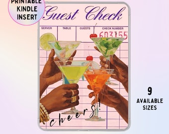 Cherry Cocktail Kindle Insert Printable: Girls Night Out, Martini Aesthetic, Pink Retro Kindle Cover, Cozy Kindle Insert,Digital Download