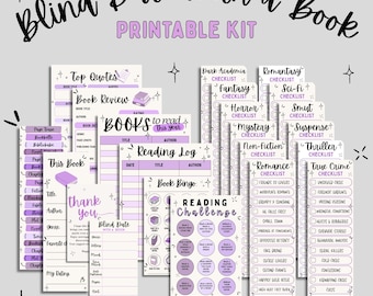 Blind Date With a Book Printable Kit | BDWAB Book Box Inserts | Reading Log, Book Bingo, Trope Cards, Book Review Sheet | Purple Aesthetic