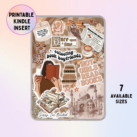 Boho Kindle Case Insert | Hot Girls Read Books | Kindle Basic | Kindle Paperwhite | Kindle Colorsoft | Brown & Neutral | Sorry I'm Booked