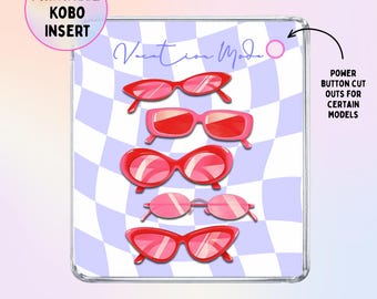 Vacation Mode Kobo Insert | Retro Sunglasses | Summer Aesthetic | Clear Case Insert | Bookish Gift Printable | Kobo Libra Colour | Kobo Nia