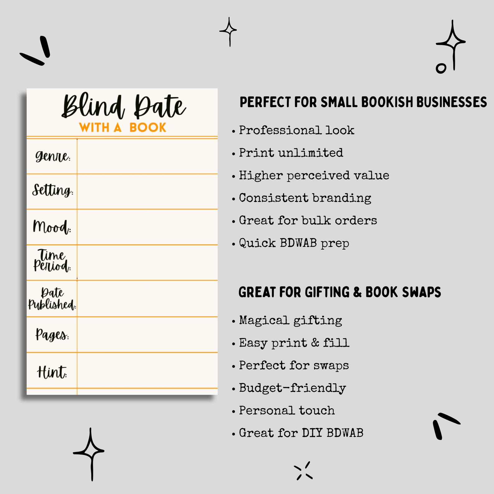 Blind Date With a Book Tags • Printable BDWAB Book Tag • 6 Colors ...