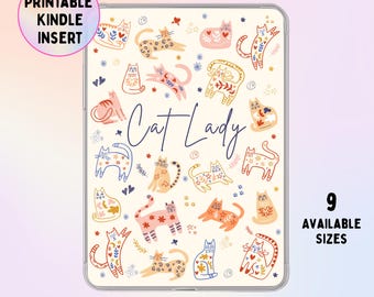 Digital Insert for Clear Kindle Case | Cat Lady | Printable | Multiple Sizes | Case and E-reader Not Included | Instant Download | Cat Lover