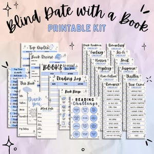 May include: A printable kit titled Blind Date with a Book featuring various reading-themed pages including checklists for genres like Dark Academia, Romantasy, Fantasy, Horror, Mystery, Suspense, Non-fiction, Thriller, Romance, and True Crime.