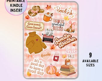 Fall Themed Kindle Case Insert: Kindle Colorsoft Kindle Basic Printable Insert Kindle Paperwhite Insert Multiple Sizes  (Digital Download)
