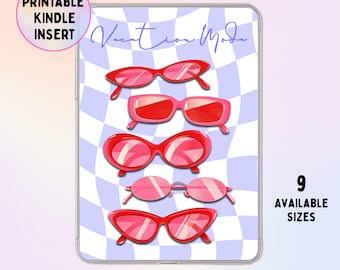 Vacation Mode Kindle Insert | Retro Sunglasses | Summer Aesthetic | Clear Case Insert | Bookish Gift Printable | Kindle Paperwhite