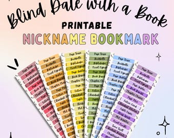 Blind Date With a Book Printable Nickname Bookmark • BDWAB Bookmark Set • Bookish Business Insert • Book Swap Gift • Reading Accessories