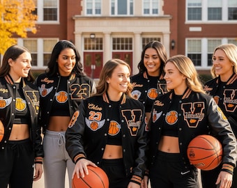 Custom Women's Crop Letterman Jacket, Chenille Patches, School Spirit