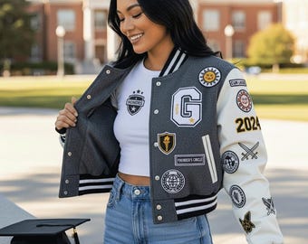 Customizable Letterman Jacket, Personalized Varsity Bomber, Birthday Gift