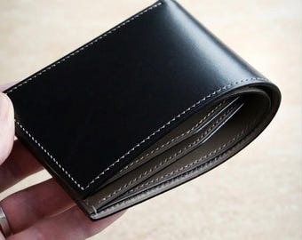 Handcrafted Genuine Leather Wallet – Front Pocket Slim Bi-Fold – Elegant Gift for Him