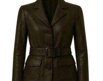 Women’s Slim Fit Black Leather Biker Jacket – Genuine Soft Sheepskin Moto Jacket with Mandarin Collar and Silver Hardware