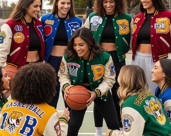 Custom Chenille Patch Crop Top Letterman Jacket, Varsity Style