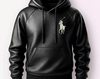 Men's Handmade Lambskin Leather Hoodie | Black Streetwear Pullover