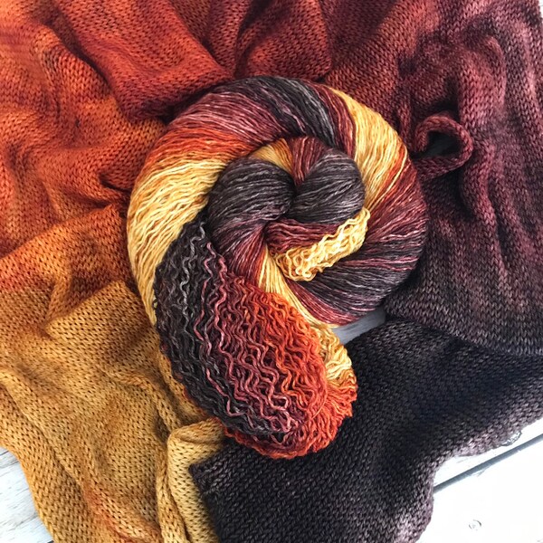 Marbled Gradient Dyed Yarn, Hand Dyed Yarn, Merino, 600 yards, Shawl Length Yarn, Marbled Autumn Pumpkin